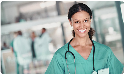 A photo of a smiling nurse.