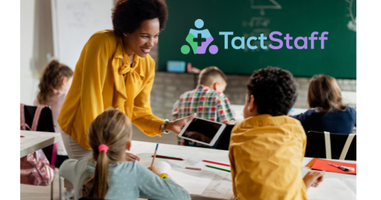 School administrator meeting with an education staffing partner
